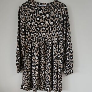 Carly Jean Black and Tan Leopard Print Mini Dress